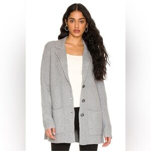Splendid Charlotte Knit Blazer Mid Heather Grey Button Cardigan Sweater Jacket
